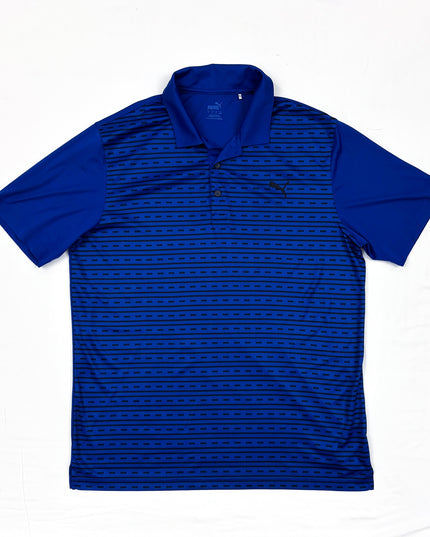 Puma Striped Performance Stretch Wicking Golf Polo T-Shirt - L