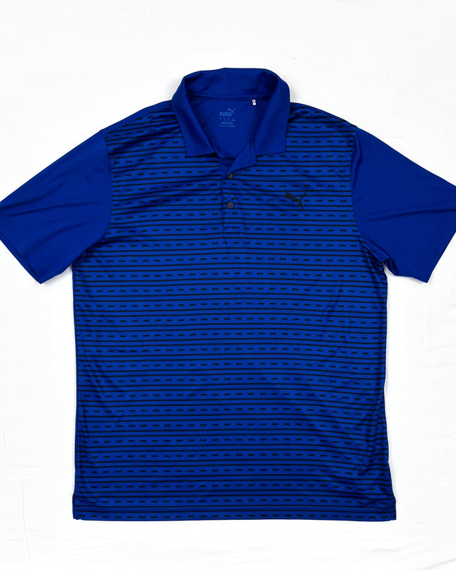 Puma Striped Performance Stretch Wicking Golf Polo T-Shirt - L