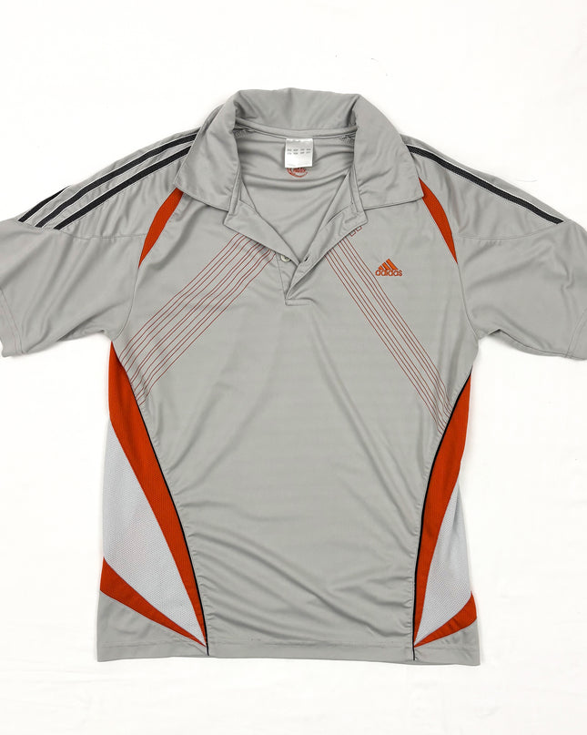 Adidas ClimaLite Striped Active Sports Polo Shirt - S