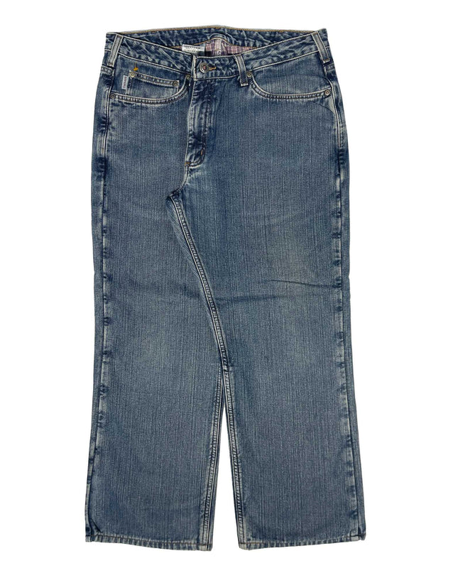 Carhartt Flannel Lined Straight Leg Distressed Denim Workwear Jeans
