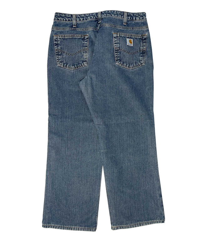 Carhartt Flannel Lined Straight Leg Distressed Denim Workwear Jeans