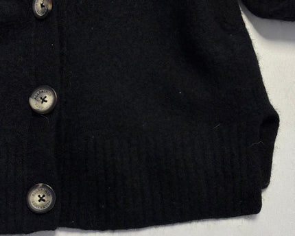 AllSaints Black Wool-Blend Cropped V-Neck Cardigan