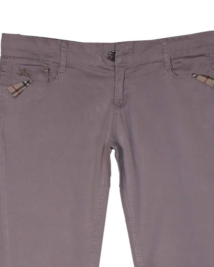 Burberry London Taupe Slim-Fit Check Trim Stretch Pants
