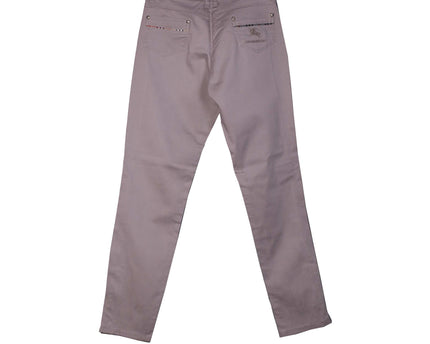Burberry London Taupe Slim-Fit Check Trim Stretch Pants