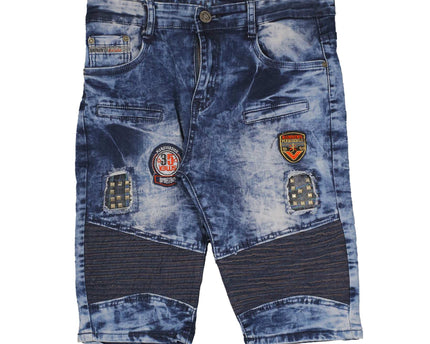 Ravmen Slim Fit Biker Double Knee Blue Short