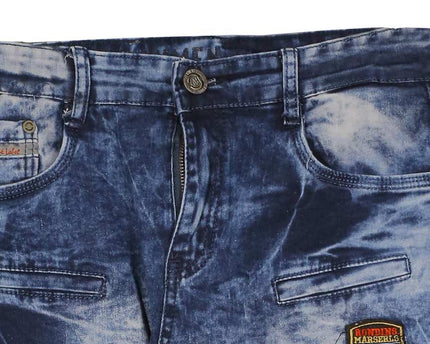 Ravmen Slim Fit Biker Double Knee Blue Short