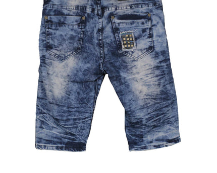 Ravmen Slim Fit Biker Double Knee Blue Short