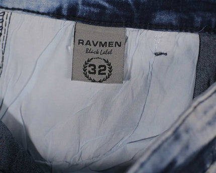 Ravmen Slim Fit Biker Double Knee Blue Short