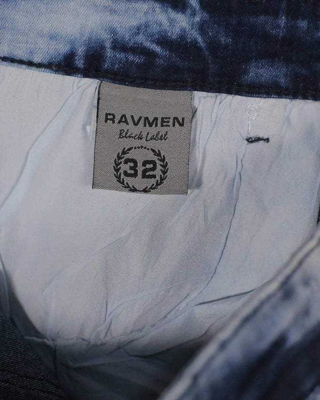 Ravmen Slim Fit Biker Double Knee Blue Short