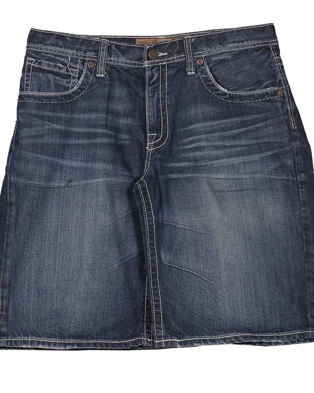 BKE Tyler Relaxed Straight Baggy Thick Stitch Western Streetwear Blue Short