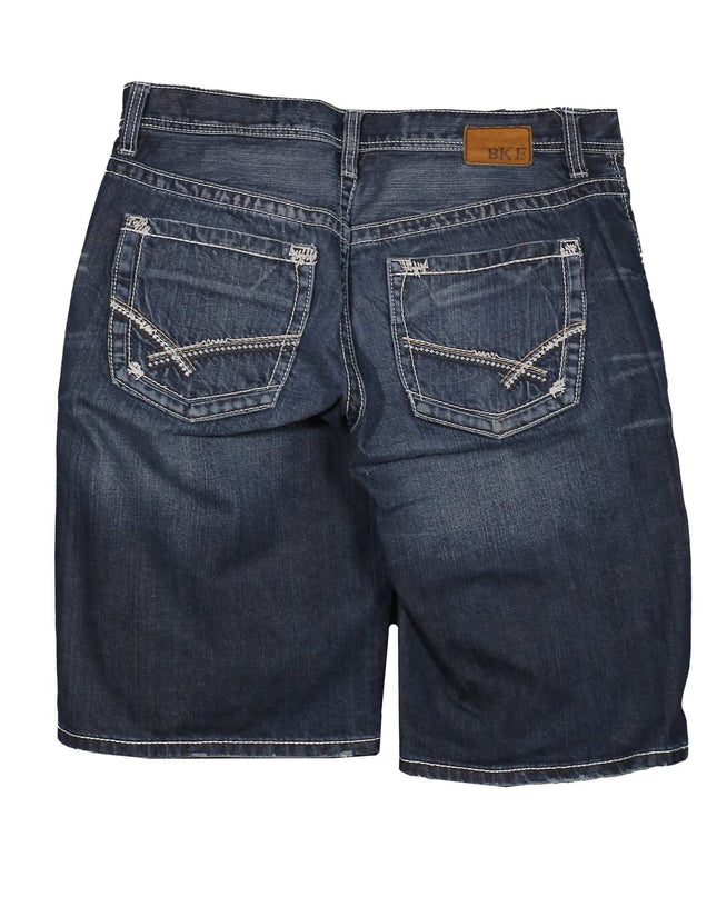 BKE Tyler Relaxed Straight Baggy Thick Stitch Western Streetwear Blue Short