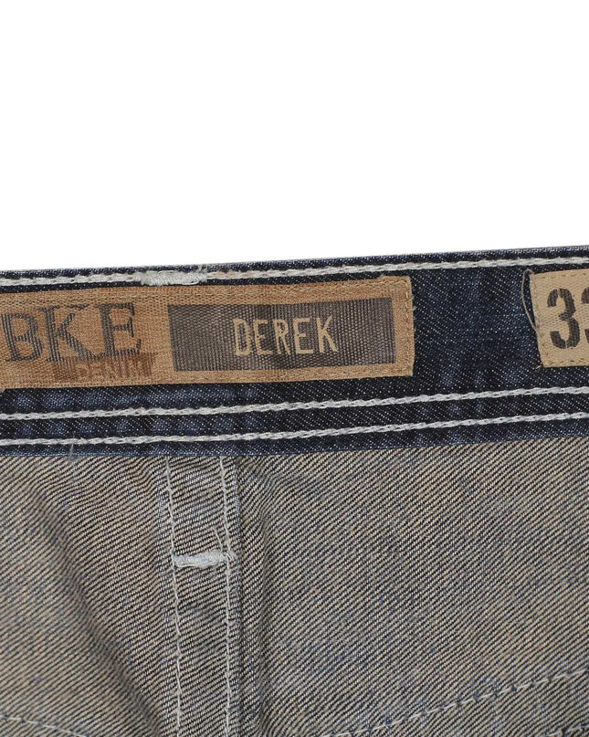 BKE Tyler Relaxed Straight Baggy Thick Stitch Western Streetwear Blue Short