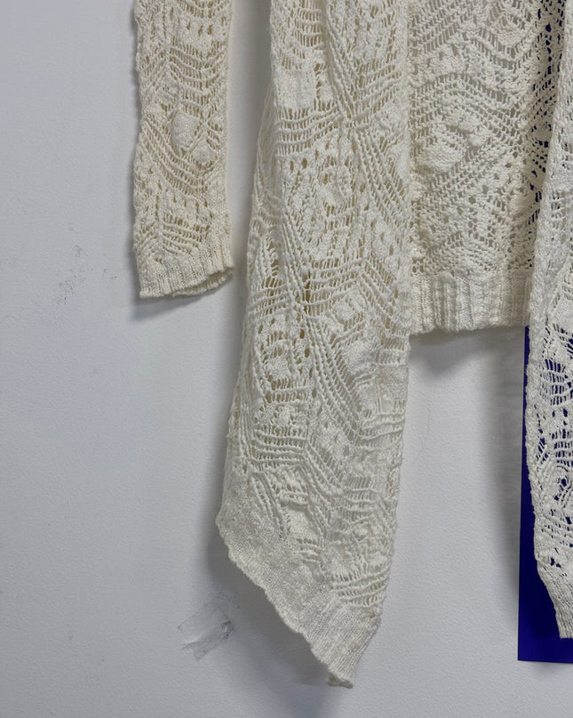 PS From Aeropostale Cream Hooded Pointelle Knit Open Cardigan