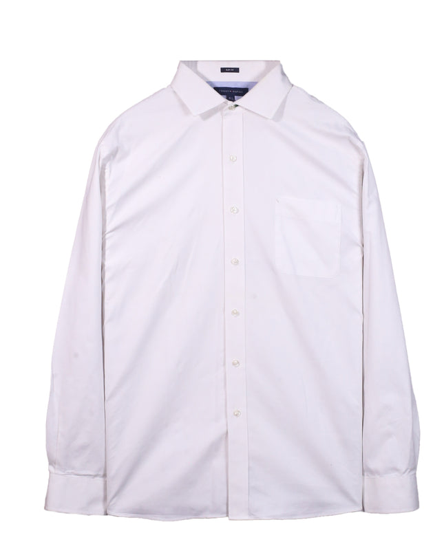 Tommy Hilfiger Slim Fit White Long Sleeve Dress Shirt - L