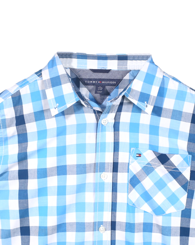 Tommy Hilfiger Long Sleeve Button Plaid Blue Shirt - M