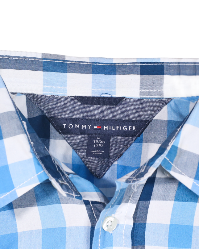 Tommy Hilfiger Long Sleeve Button Plaid Blue Shirt - M