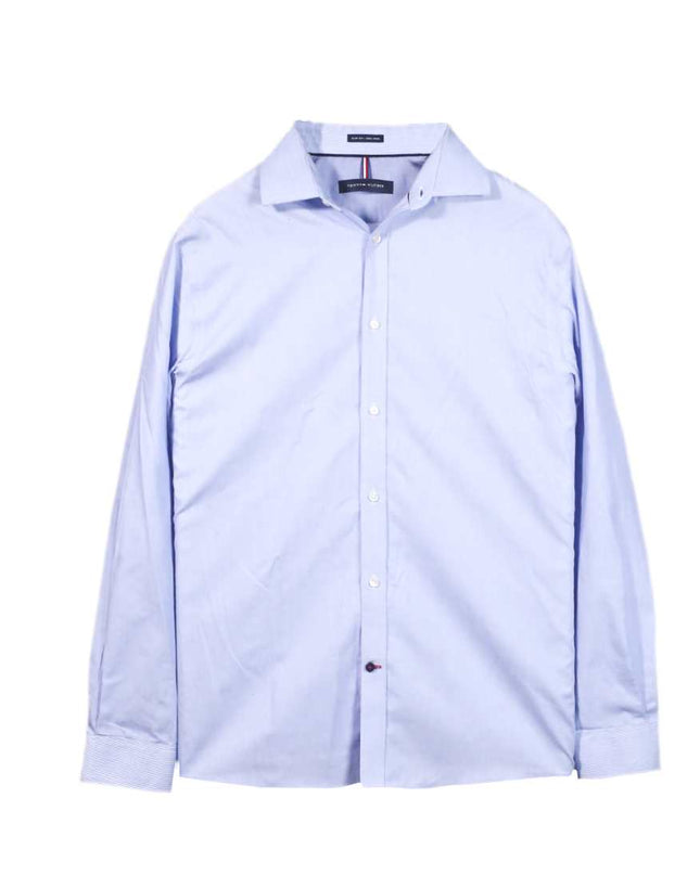 Tommy Hilfiger Slim Fit Non-Iron Light Blue Pinstripe Dress Shirt - M