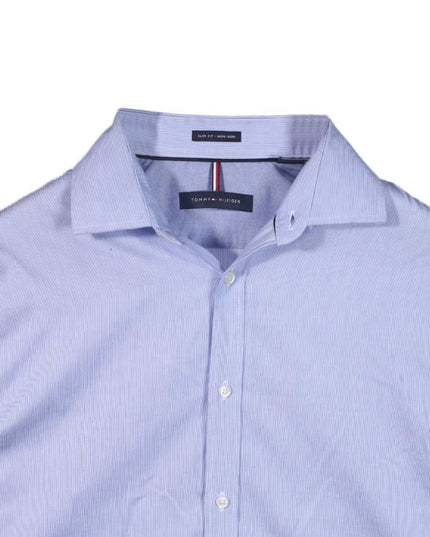 Tommy Hilfiger Slim Fit Non-Iron Light Blue Pinstripe Dress Shirt - M