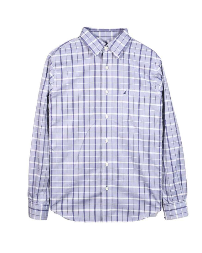 Nautica Plaid Casual Button Up Long Sleeve Blue Shirt - M
