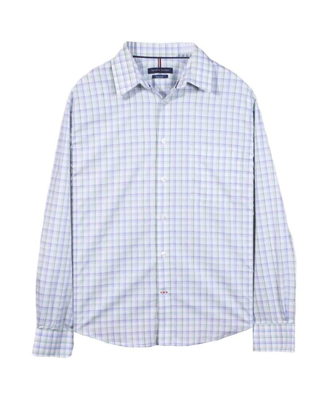 Tommy Hilfiger White Plaid Regular Fit Long Sleeve Button Up Shirt - XL