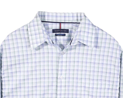 Tommy Hilfiger White Plaid Regular Fit Long Sleeve Button Up Shirt - XL