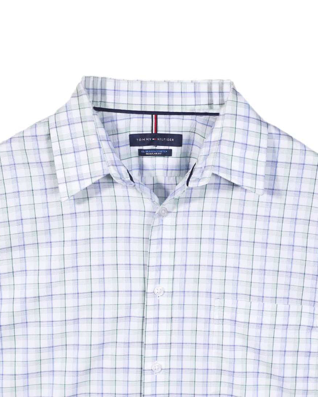 Tommy Hilfiger White Plaid Regular Fit Long Sleeve Button Up Shirt - XL