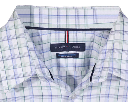 Tommy Hilfiger White Plaid Regular Fit Long Sleeve Button Up Shirt - XL