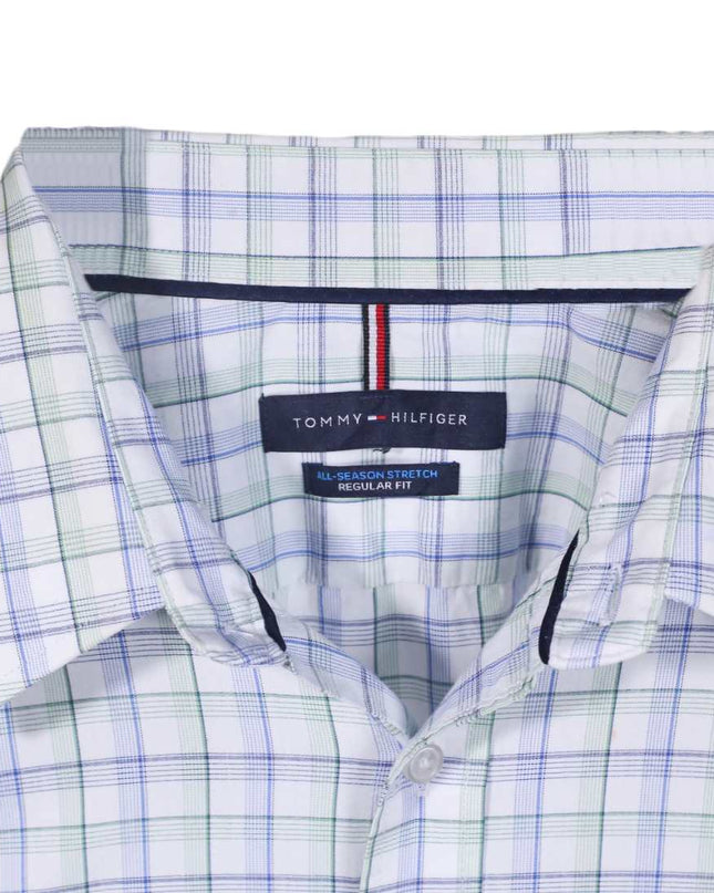 Tommy Hilfiger White Plaid Regular Fit Long Sleeve Button Up Shirt - XL