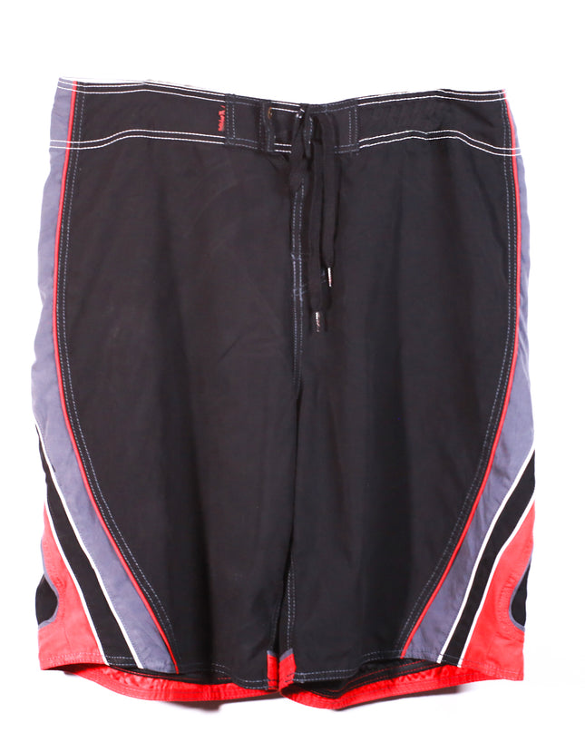 Quiksilver Black, Red & Grey Surf Board Shorts - XL  | Waist: 36"