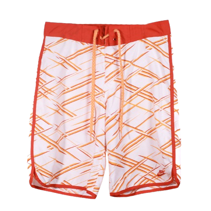 Nike Sportswear White & Orange Graphic Swim Shorts - XS | Waist: 22"