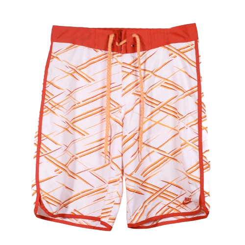 Nike Sportswear White & Orange Graphic Swim Shorts - XS | Waist: 22"