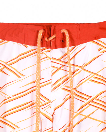 Nike Sportswear White & Orange Graphic Swim Shorts - XS | Waist: 22"