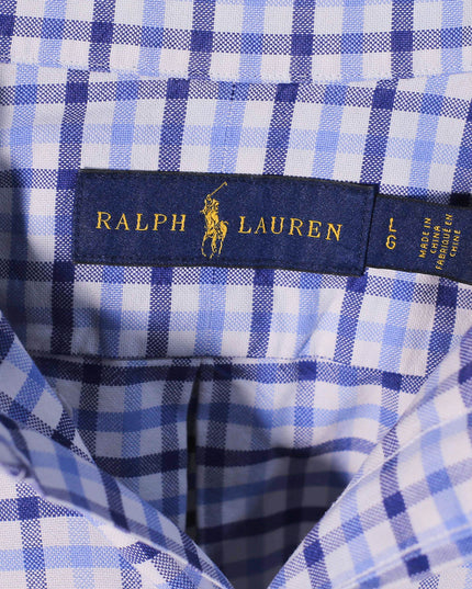 Ralph Lauren Long Sleeve Plaid Classic Fit Oxford Blue Shirt