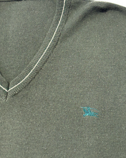 Burberry V-Neck Merino Wool Blend Knit Sweater