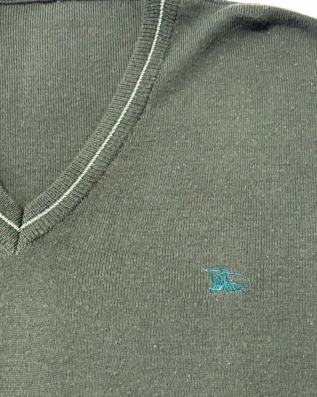 Burberry V-Neck Merino Wool Blend Knit Sweater