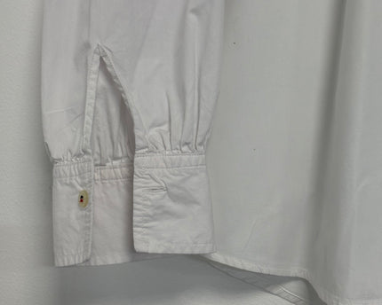 Tommy Hilfiger Women's White Organic Cotton Band Collar Long Sleeve Shirt