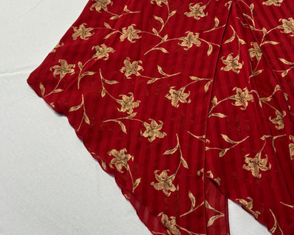 Red Floral Asymmetrical Handkerchief Hem Vintage Boho Style Skirt