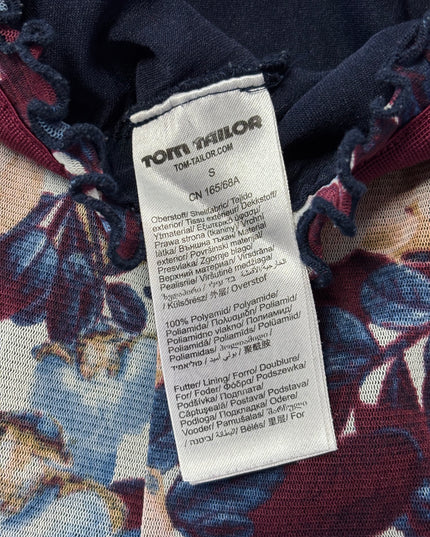 Red Floral Asymmetrical Handkerchief Hem Vintage Boho Style Skirt