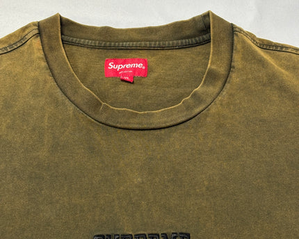 Supreme Olive Green Pigment Dyed Embroidered Logo T-Shirt