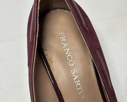 Franco Sarto Burgundy Suede Bow Accent Kitten Heels | With Box