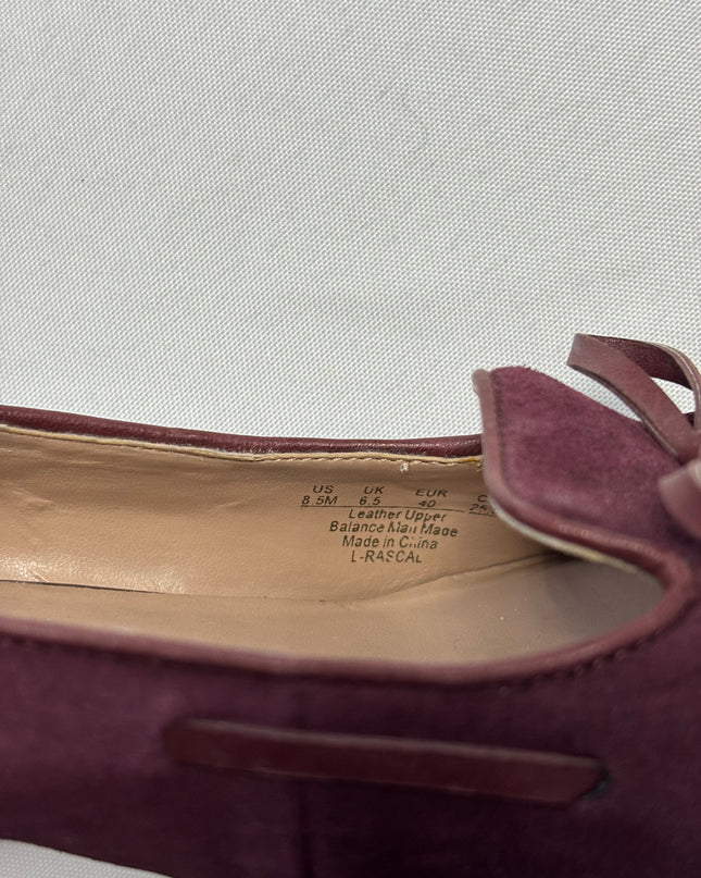 Franco Sarto Burgundy Suede Bow Accent Kitten Heels | With Box