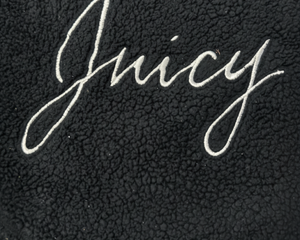 Juicy Couture Embroidered Black Oversized Cozy Teddy Sweatshirt