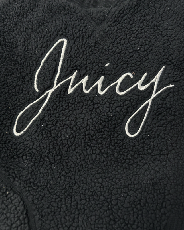 Juicy Couture Embroidered Black Oversized Cozy Teddy Sweatshirt