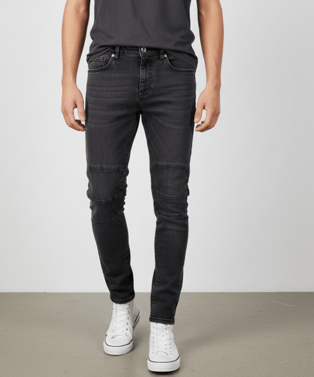 ZARA Slim Fit Washed Black Seam Detail Denim Jeans