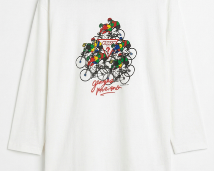 Vintage Guess Georges Marciano White Graphic Long Sleeve Tee