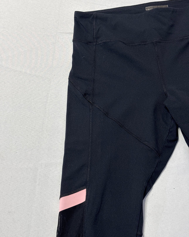 Forever 21 Black Pink Colorblock Cropped Leggings