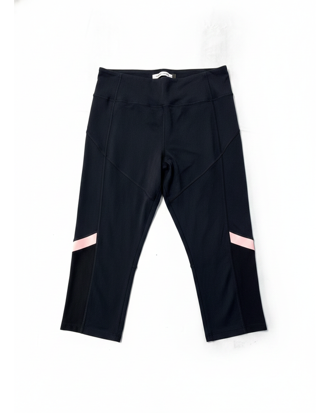Forever 21 Black Pink Colorblock Cropped Leggings