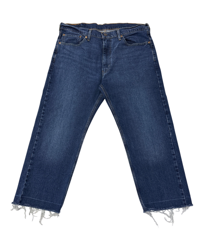 Levi's Blue Raw Hem Straight Jeans