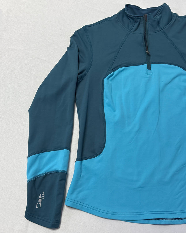 Saucony Teal Color Block Quarter Zip Long Sleeve Sports Upper
