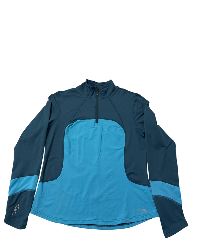 Saucony Teal Color Block Quarter Zip Long Sleeve Sports Upper